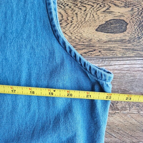 The Vermont Country Store Blue Denim Pintuck Jumper Maxi Dress Sleeveless - Picture 10 of 11